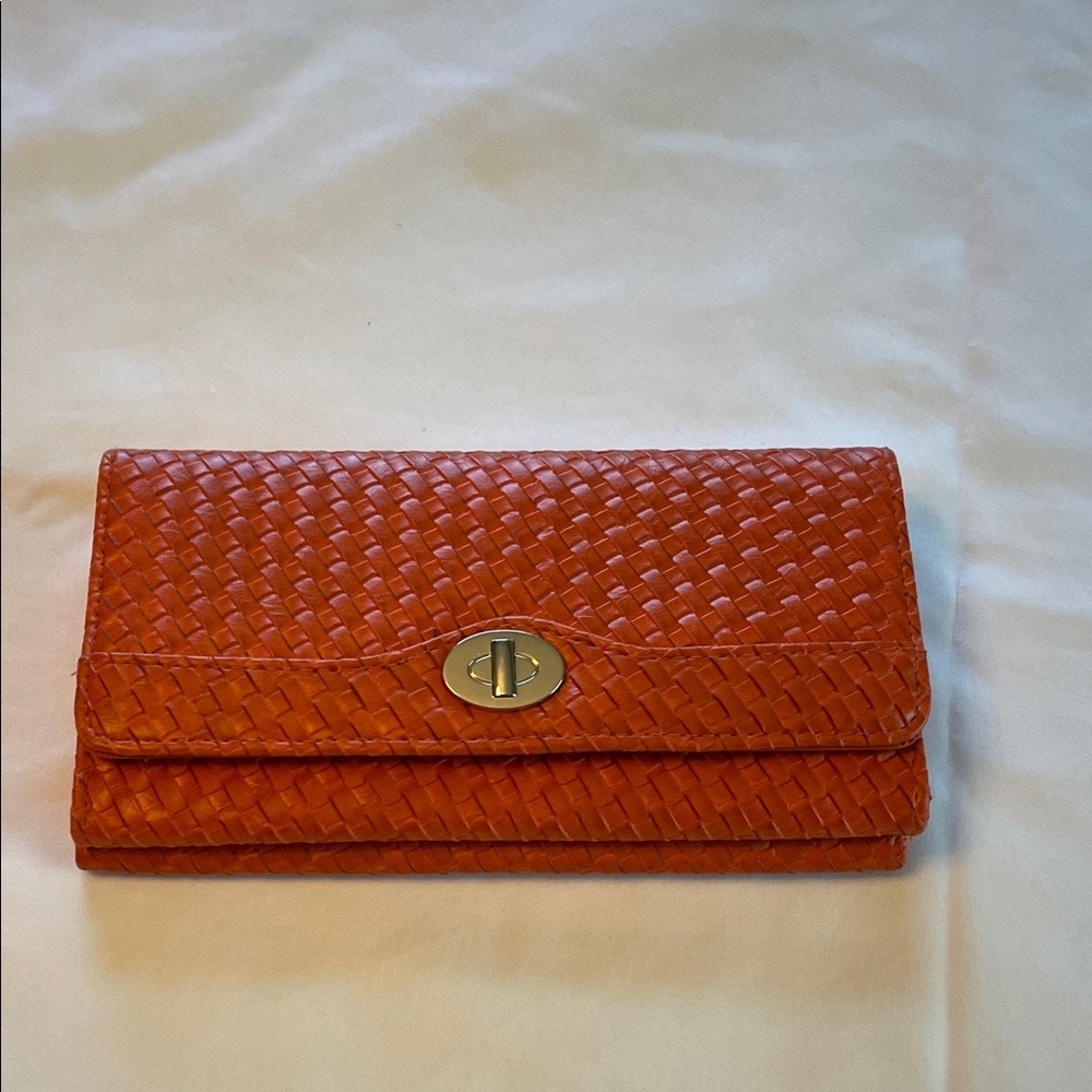 Elegant Orange Woven Clutch